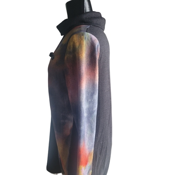 Variations Multi Colored Tie-dye Turtleneck Wrap Front Sweater L - Picture 5 of 7